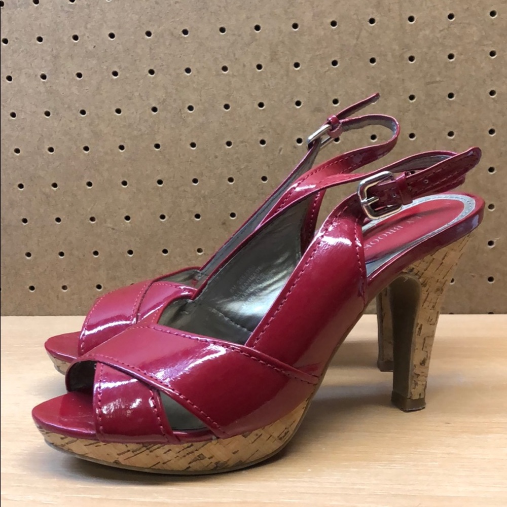 Audrey Brooke Red Peep Toe Heels sz 8
